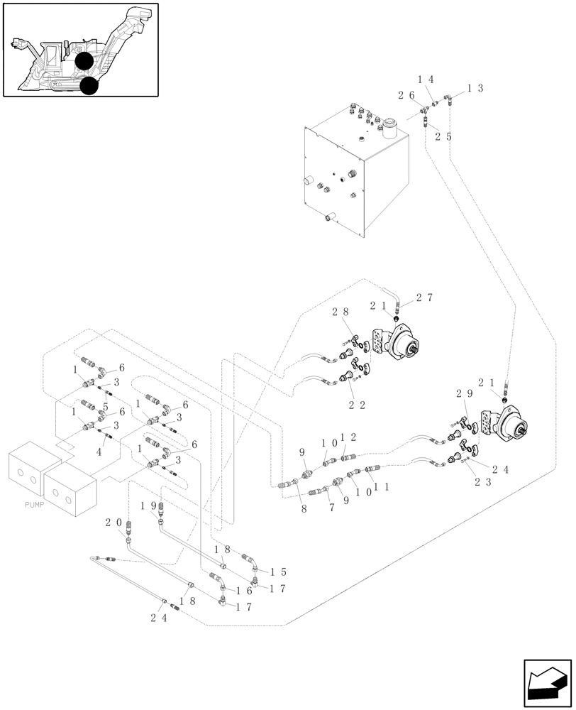 Схема запчастей Case IH A4000 - (B06.17[01]) - HYDRAULIC CIRCUIT (REAR TRANSMISSION MOTORS) Hydraulic Components & Circuits