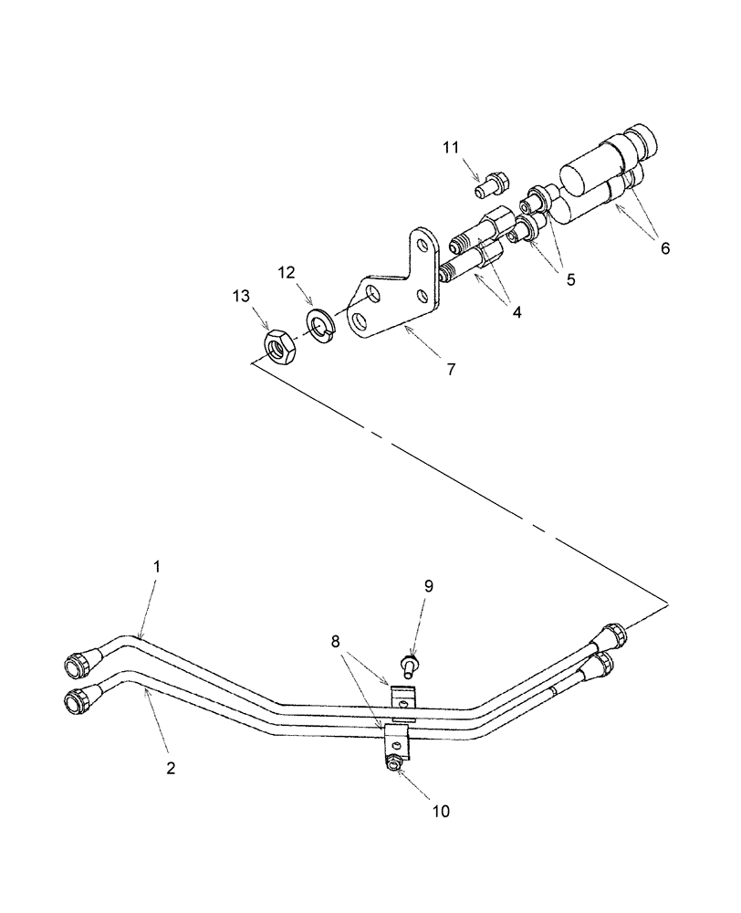 Схема запчастей Case IH DX24E - (07.06) - HYDRAULIC TUBING FOR REAR MOUNTED COUPLERS - 718446006 (07) - HYDRAULIC SYSTEM