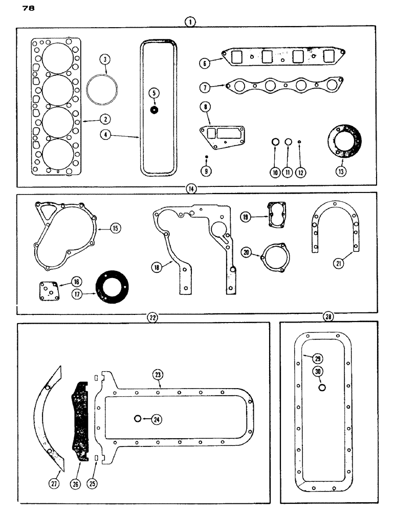 Схема запчастей Case IH 430 - (078) - ENGINE GASKET KITS, 430 AND 530 SERIES, 188 DIESEL ENGINE (02) - ENGINE