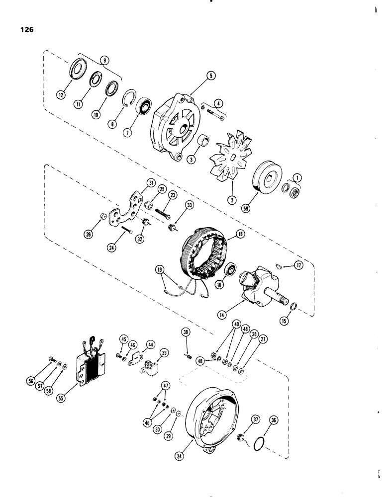 Схема запчастей Case IH 1270 - (126) - ALTERNATOR, PRESTOLITE NUMBER ALH7307 (04) - ELECTRICAL SYSTEMS