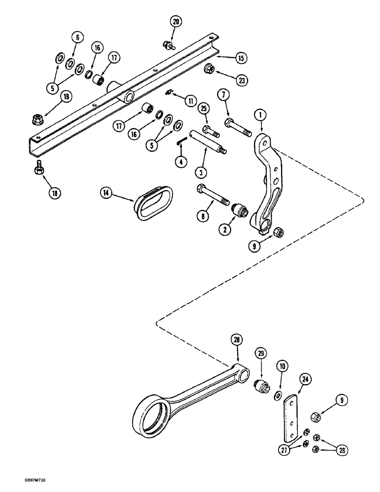 Схема запчастей Case IH 1660 - (9B-42) - CHAFFER DRIVE HANGER LEVER AND SUPPORT, STANDARD DRIVE,PRIOR TO P.I.N. JJC0039550 (14) - ROTOR, CONCANVES & SIEVE