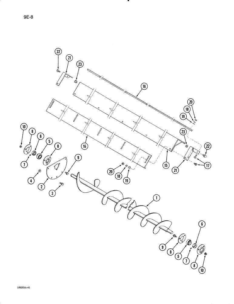 Схема запчастей Case IH 1670 - (9E-08) - BOTTOM AUGERS, GRAIN TANK (17) - GRAIN TANK & UNLOADER