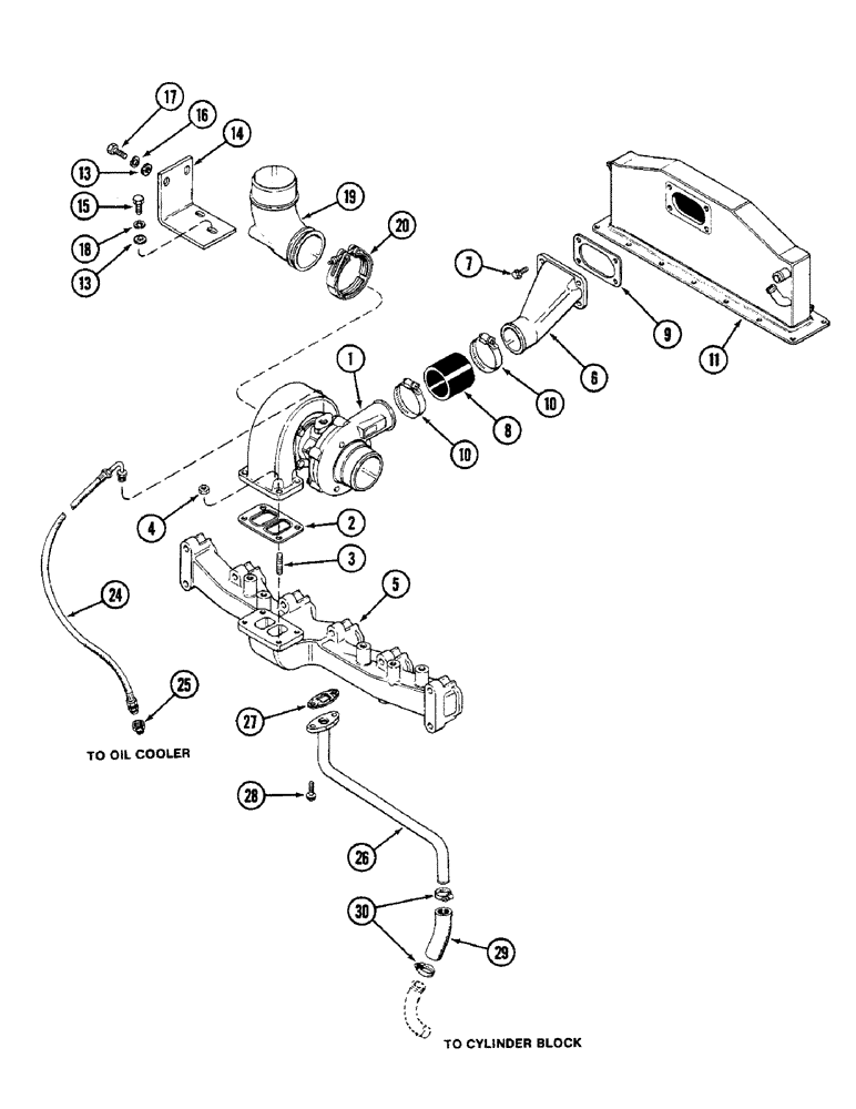 Схема запчастей Case IH 2096 - (2-014) - TURBOCHARGER SYSTEM, 6TA-590 DIESEL ENGINE (02) - ENGINE