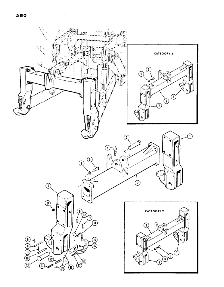 Схема запчастей Case IH 1200 - (280) - HITCH COUPLER ASSEMBLY (09) - CHASSIS