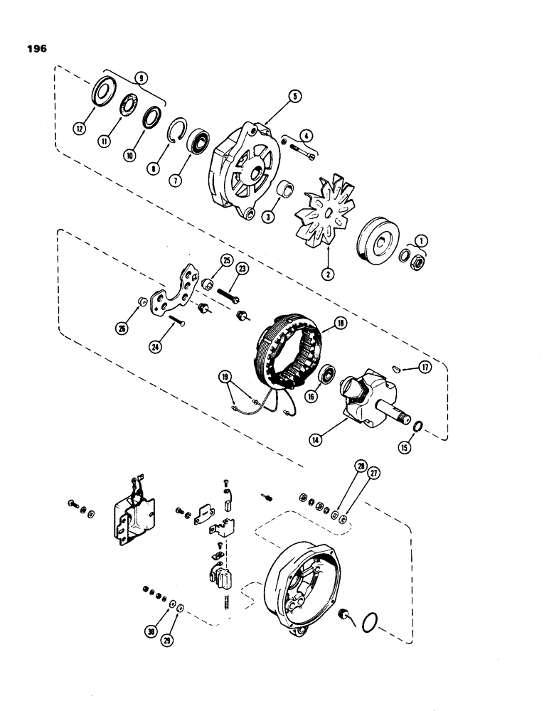 Схема запчастей Case IH 970 - (196) - A137183 ALTERNATOR, PRESTOLITE, 401B DIESEL AND 377B SPARK IGNITION ENGINE (04) - ELECTRICAL SYSTEMS