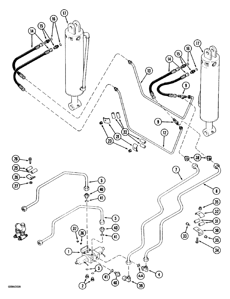 Схема запчастей Case IH 1670 - (8-82) - LEVELING SYSTEM, VALVE TO CYLINDER (07) - HYDRAULICS