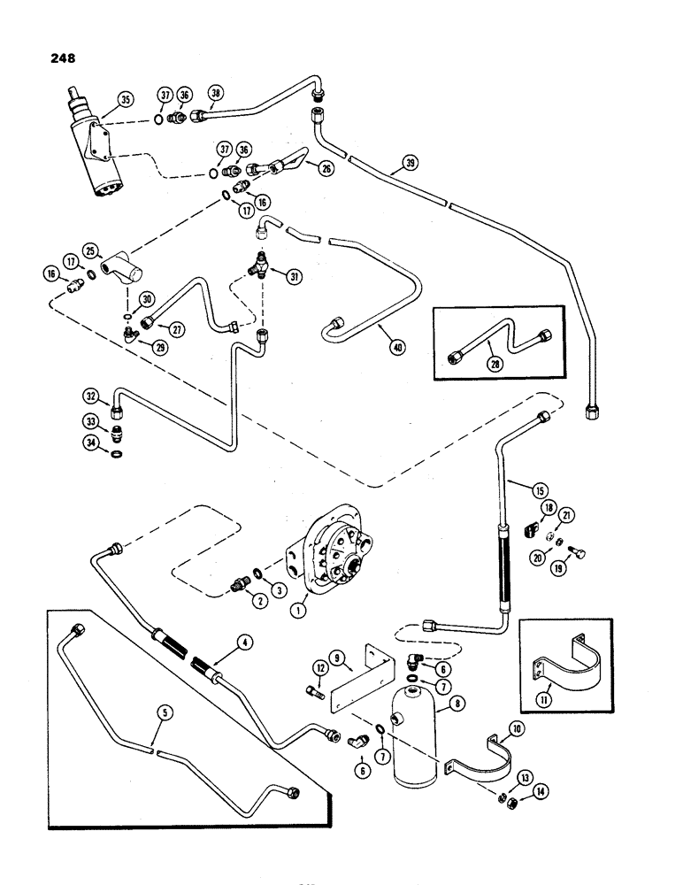 Схема запчастей Case IH 970 - (248) - STEERING AND BRAKE VALVE SYSTEM, HYDRAULIC BRAKES W/MECHANICAL SHIFT USED PRIOR TO TRAC SN 8693001 (05) - STEERING