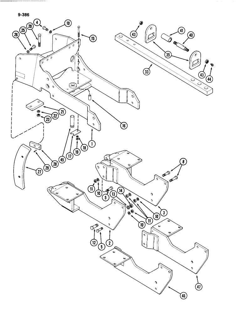 Схема запчастей Case IH 4494 - (9-386) - DRAWBAR AND SUPPORTS (09) - CHASSIS/ATTACHMENTS