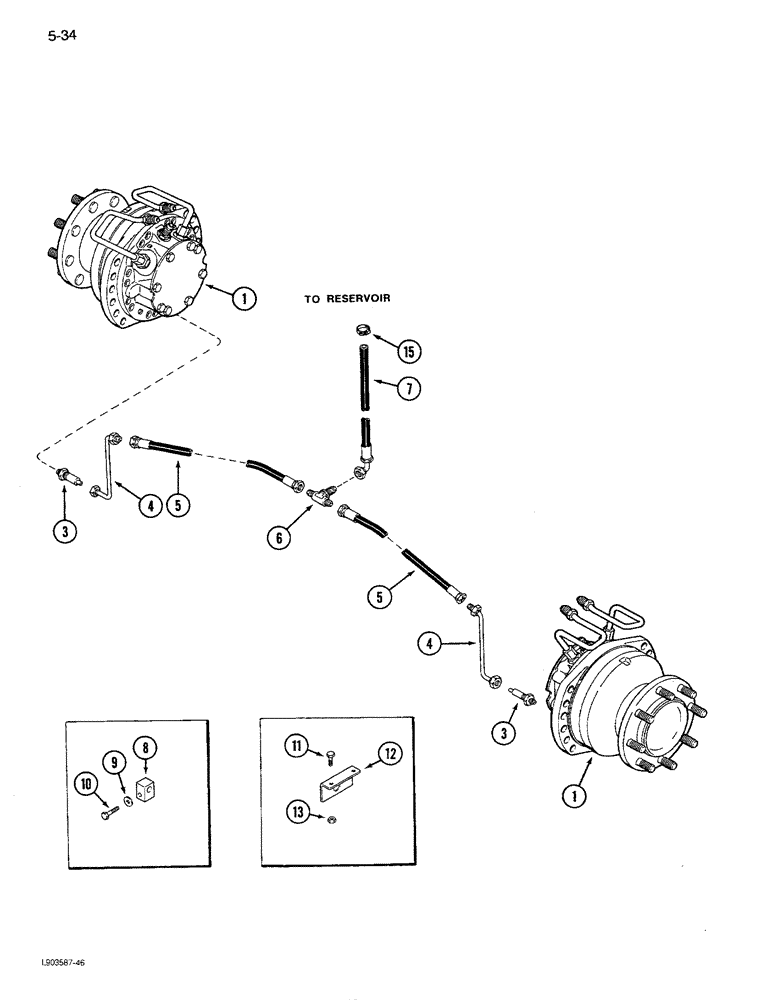 Схема запчастей Case IH 1680 - (5-034) - WHEEL MOTOR FLUSH SYSTEM, POWER GUIDE AXLE, P.I.N. JJC0047918 & AFTER (04) - STEERING