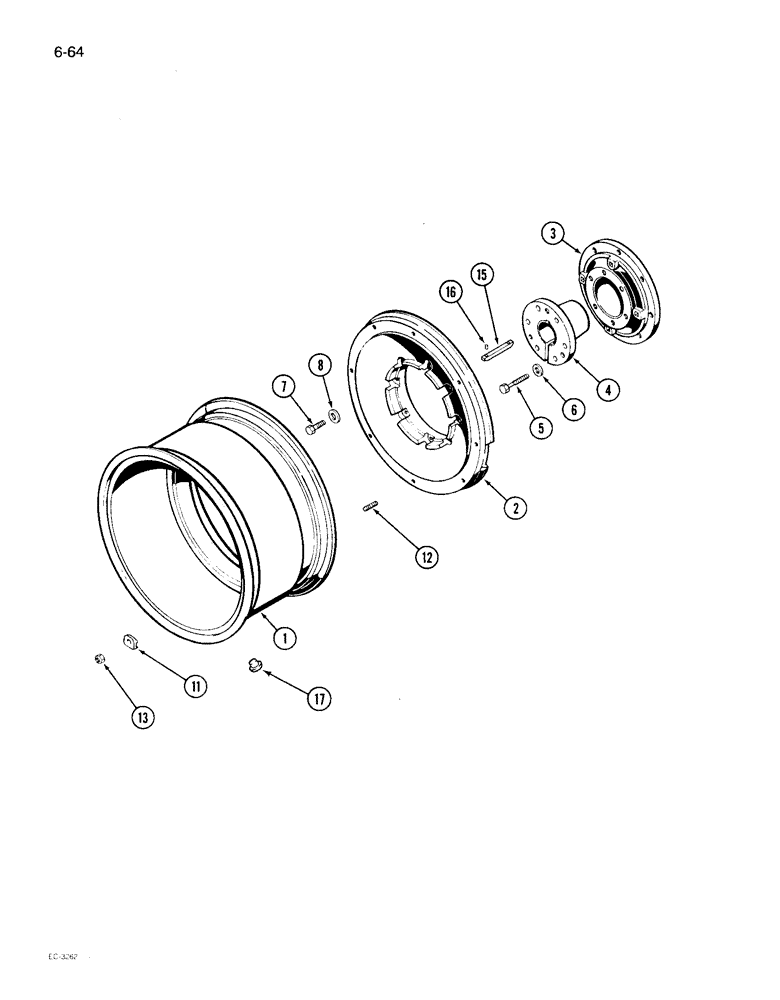 Схема запчастей Case IH 1896 - (6-64) - REAR WHEELS (06) - POWER TRAIN