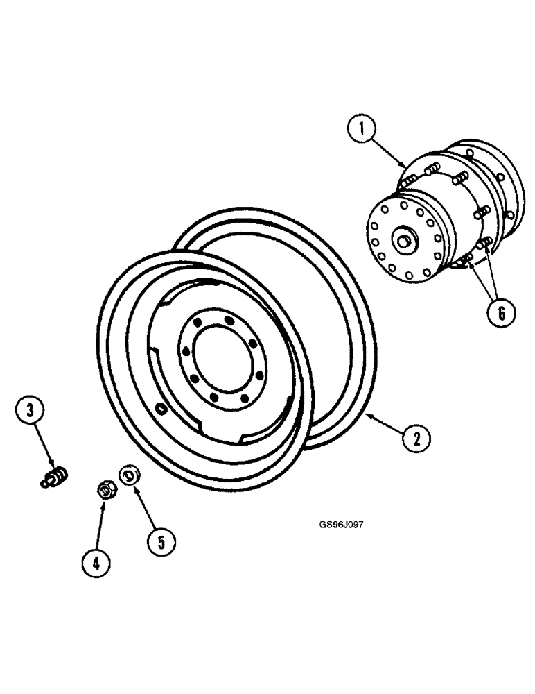 Схема запчастей Case IH 1660 - (5-50) - WHEELS, POWER GUIDE AXLE, PRIOR TO P.I.N. JJC0036301 (04) - STEERING