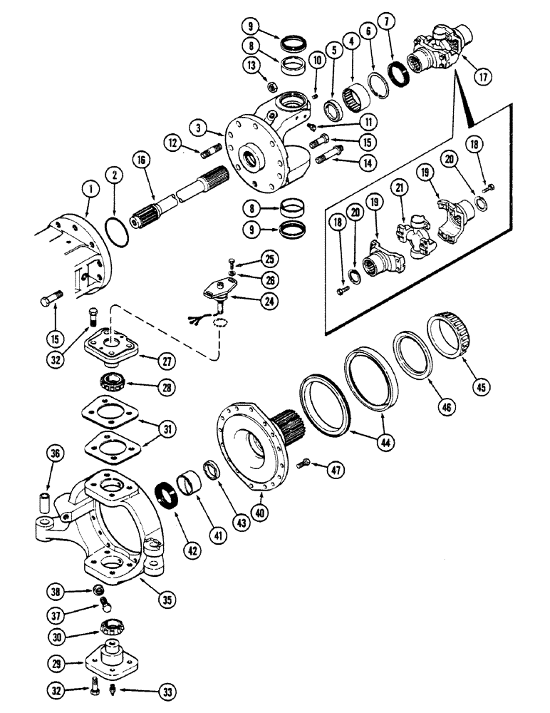 Схема запчастей Case IH 4694 - (6-194) - FRONT AXLE ASSEMBLY, LEFT TRUNNION AND SPINDLE, TRUNNION WITH BEARING, PRIOR TO AXLE S/N 13015953 (06) - POWER TRAIN