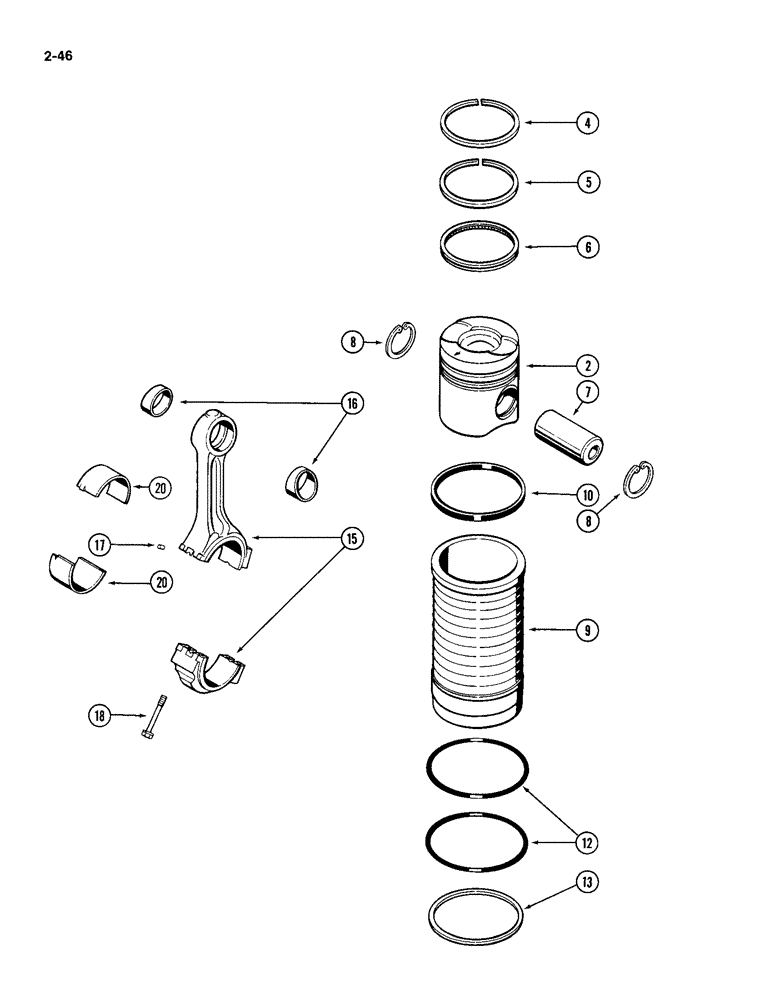 Схема запчастей Case IH 4994 - (2-46) - PISTONS AND RINGS, 866 CUBIC INCH DIESEL ENGINE (02) - ENGINE