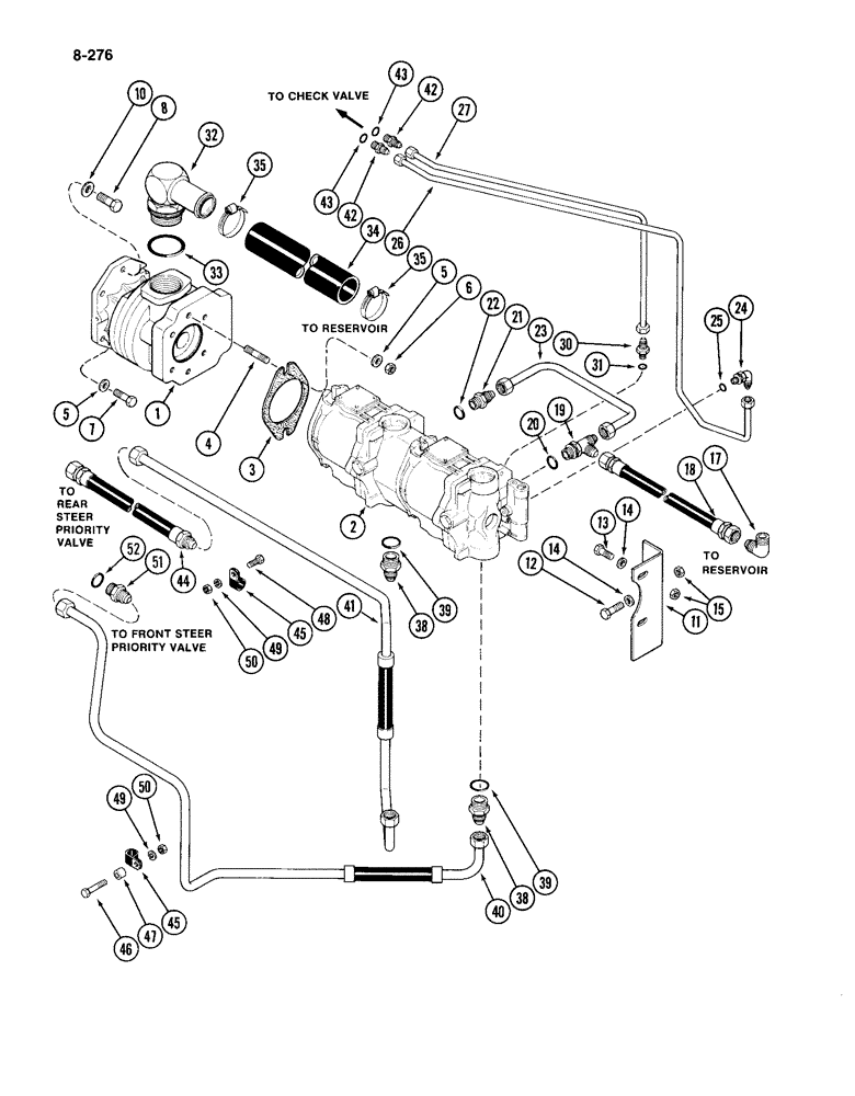 Схема запчастей Case IH 4994 - (8-276) - TRACTOR HYDRAULIC CIRCUIT, HYDRAULIC PUMP AND LINES (08) - HYDRAULICS