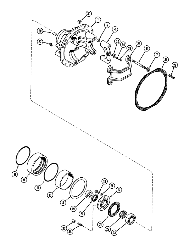 Схема запчастей Case IH 3294 - (5-140) - FRONT AXLE DIFFERENTIAL, CARRARO AXLE (05) - STEERING