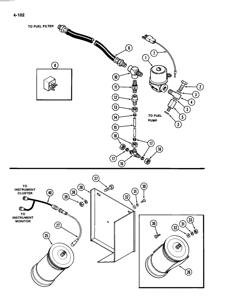 Схема запчастей Case IH 4494 - (4-102) - ENGINE AUTOMATIC SHUT-OFF (04) - ELECTRICAL SYSTEMS