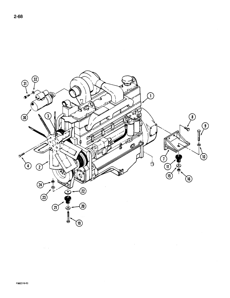 Схема запчастей Case IH 9180 - (2-68) - ENGINE MOUNTING, 855 ENGINE (02) - ENGINE