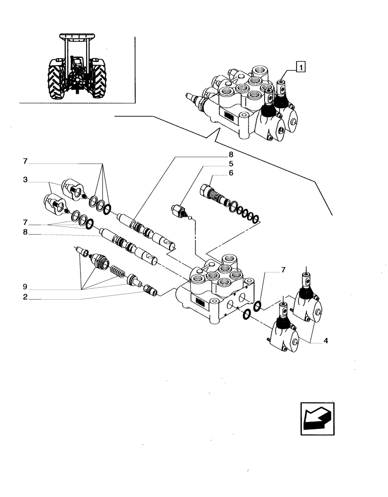 Схема запчастей Case IH JX85 - (1.82.7/02A) - (VAR.368) 2 CONTROL VALVES (1 S/D + 1 DOUBLE ACTING) - PARTS COMPONENTS (07) - HYDRAULIC SYSTEM