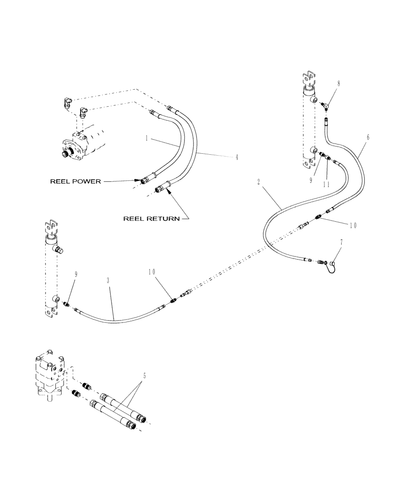 Схема запчастей Case IH DHX252 - (20.07.03[1]) - HOSES, REEL LIFT (07) - HYDRAULICS