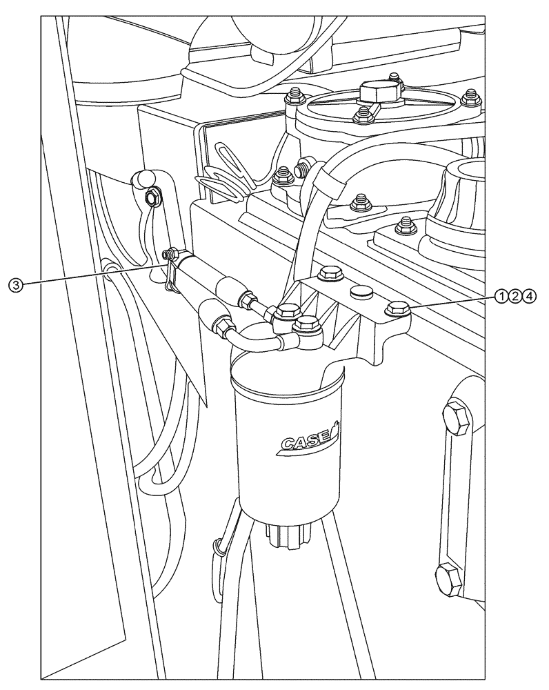 Схема запчастей Case IH 3210 - (03-040) - FUEL FILTER MOUNTING HARDWARE PACKAGE (01) - ENGINE