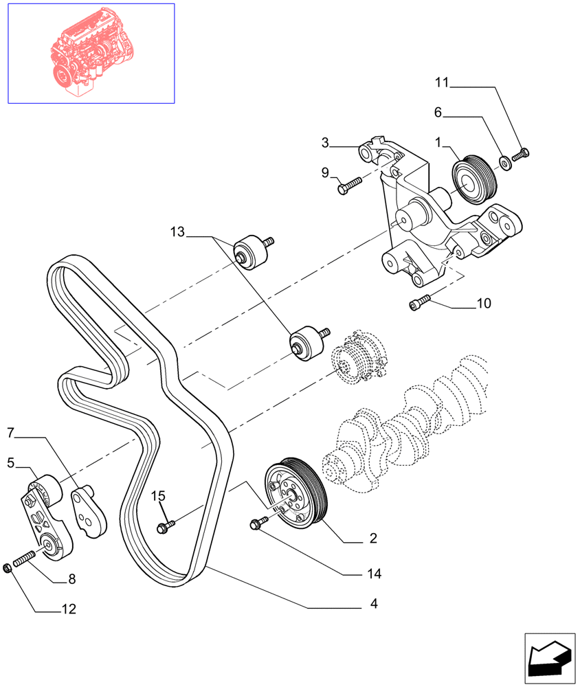 Схема запчастей Case IH STX430 - (02-36) - PULLEY - CRANKSHAFT, STX & STEIGER 380 / 430 (02) - ENGINE