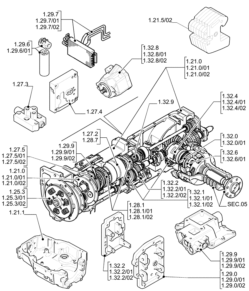 Схема запчастей Case IH MAXXUM 115 - (1.20.0) - SEC. 03 - TRANSMISSION (03) - TRANSMISSION
