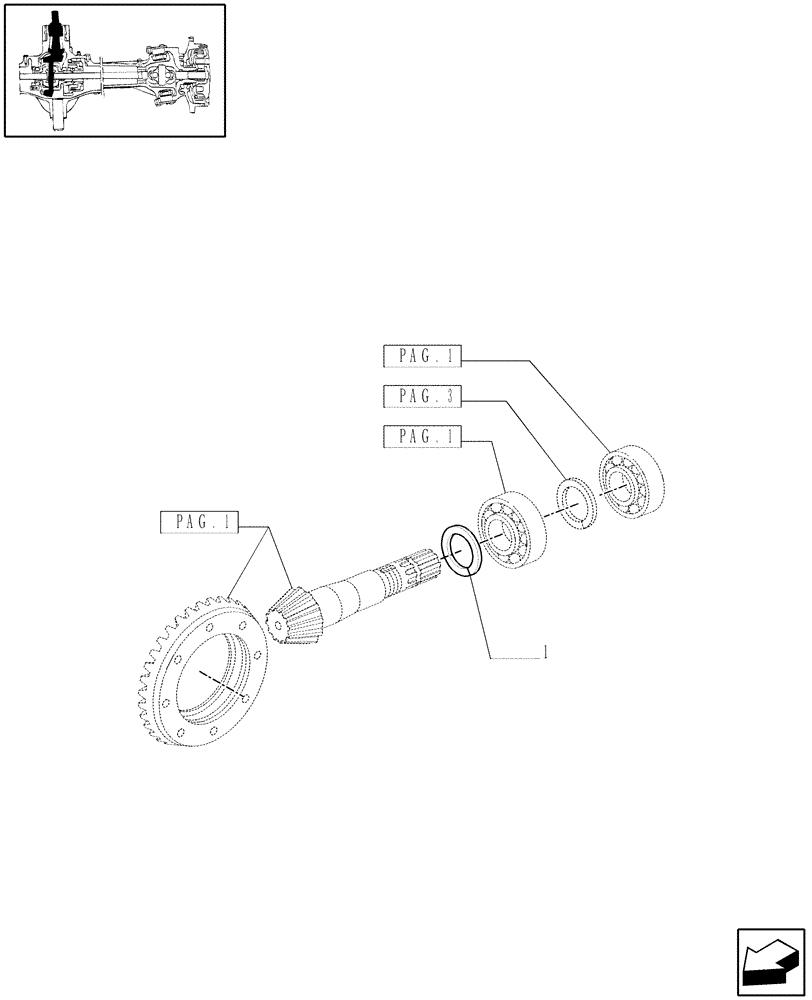 Схема запчастей Case IH MAXXUM 110 - (1.40.10/06[02]) - (CL.3) FRONT AXLE WITH DOG CLUTCH LESS STEERING SENSOR - ADJUSTING SHIMS (VAR.330416) (04) - FRONT AXLE & STEERING