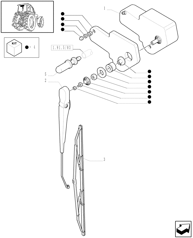 Схема запчастей Case IH MXU130 - (1.91.5/01) - (VAR.642) REAR WINDSHIELD WIPER (10) - OPERATORS PLATFORM/CAB