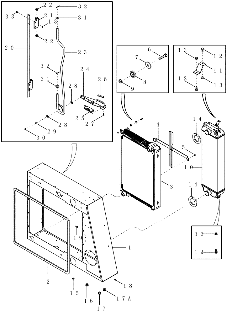 Схема запчастей Case IH 2377 - (02-04) - COOLER BOX ASSY, RADIATOR AND CHARGE AIR COOLER (01) - ENGINE