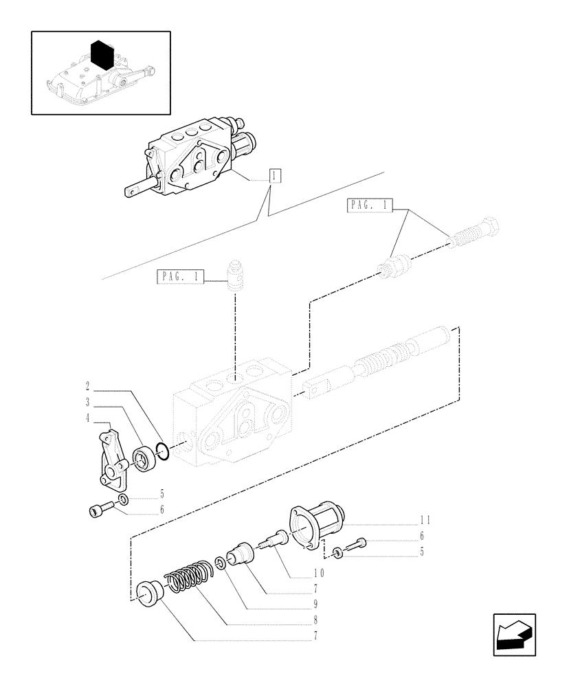 Схема запчастей Case IH JX1085C - (1.82.7/11B[02]) - SIMPLE DOUBLE EFFECT DISTRIBUTOR - PARTS - D5484 (07) - HYDRAULIC SYSTEM