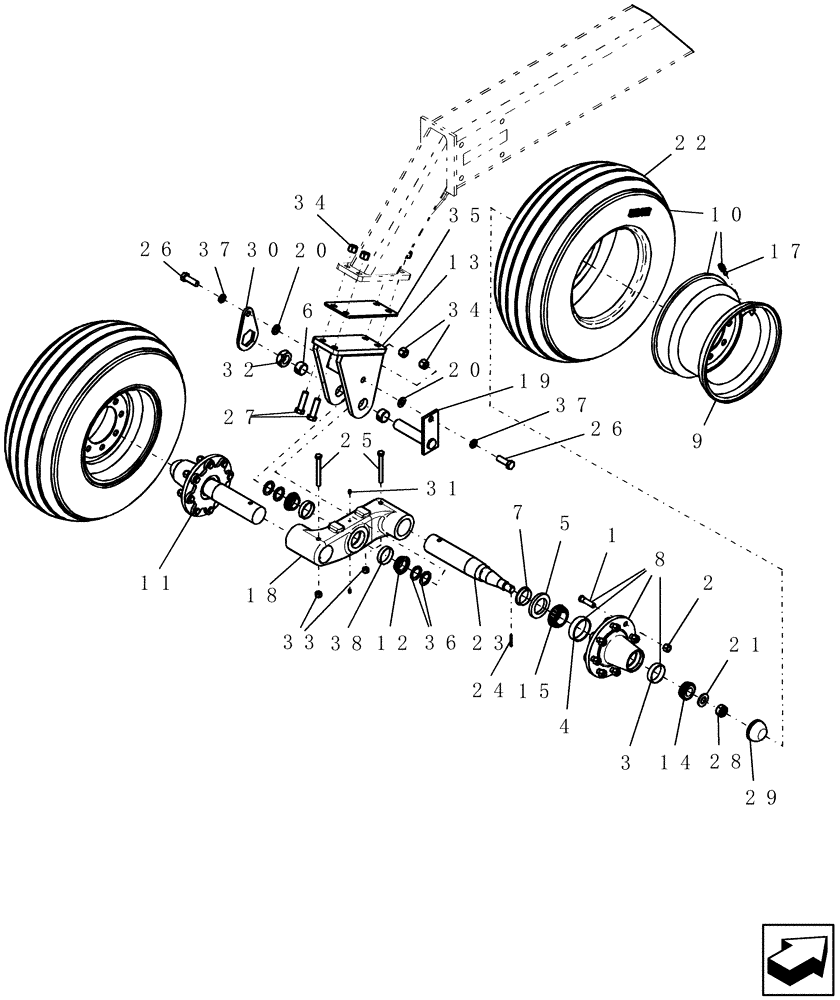 Схема запчастей Case IH 40 - (44.100.03) - BOGIE - MAIN FRAME (44) - WHEELS