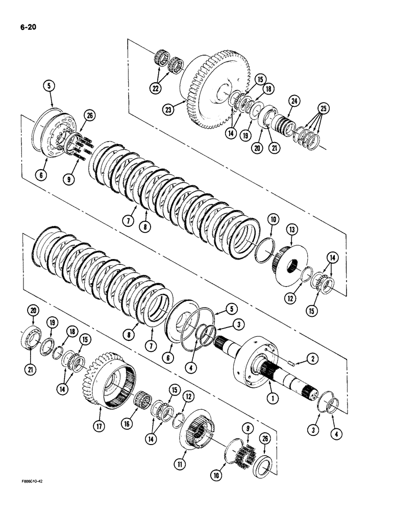 Схема запчастей Case IH 9180 - (6-20) - TRANSMISSION 8 INCH CLUTCH PACK (06) - POWER TRAIN