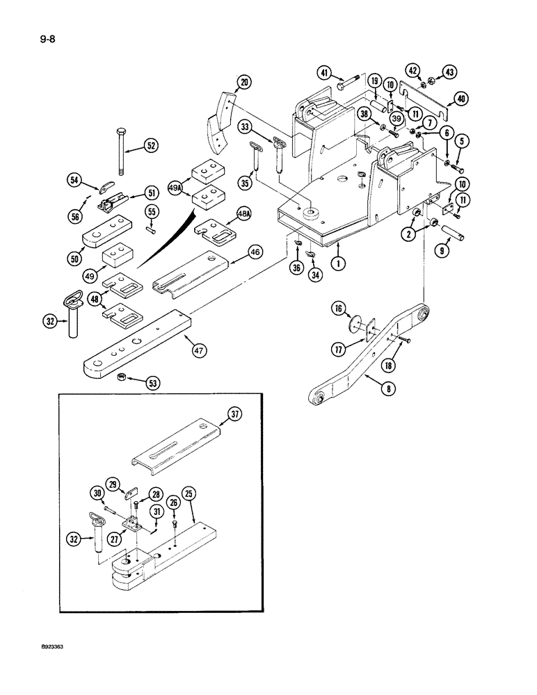 Схема запчастей Case IH 9240 - (9-008) - HITCH, LOWER LINK, MOUNTS AND DRAWBAR (09) - CHASSIS/ATTACHMENTS