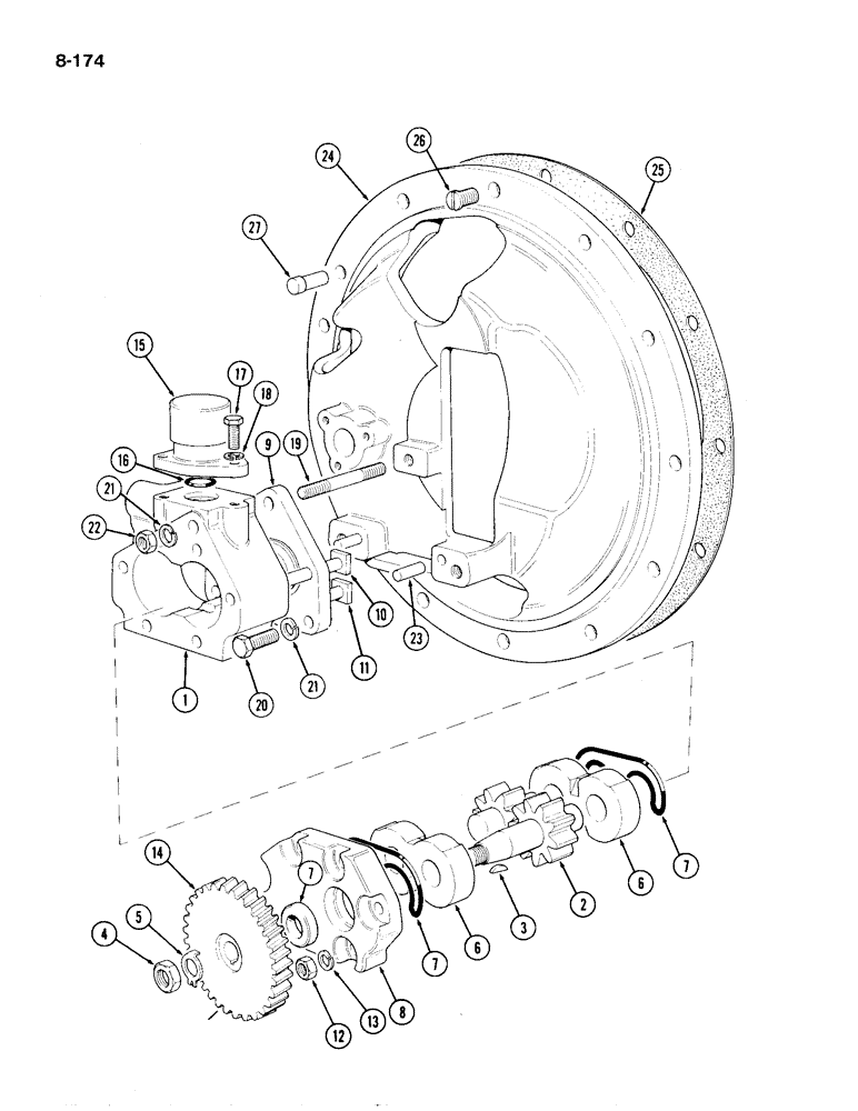 Схема запчастей Case IH 1194 - (8-174) - HYDRAULIC PUMP (08) - HYDRAULICS