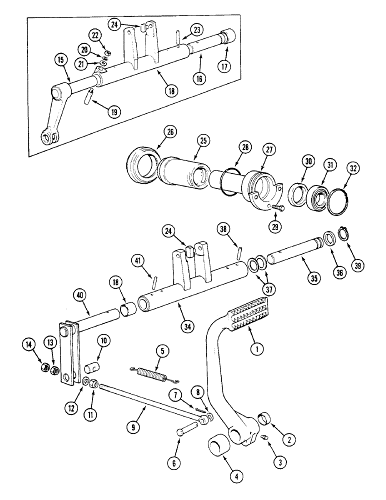 Схема запчастей Case IH 1294 - (6-130) - CONTINUOUS CLUTCH RELEASE MECHANISM, TRACTORS WITHOUT CAB (06) - POWER TRAIN