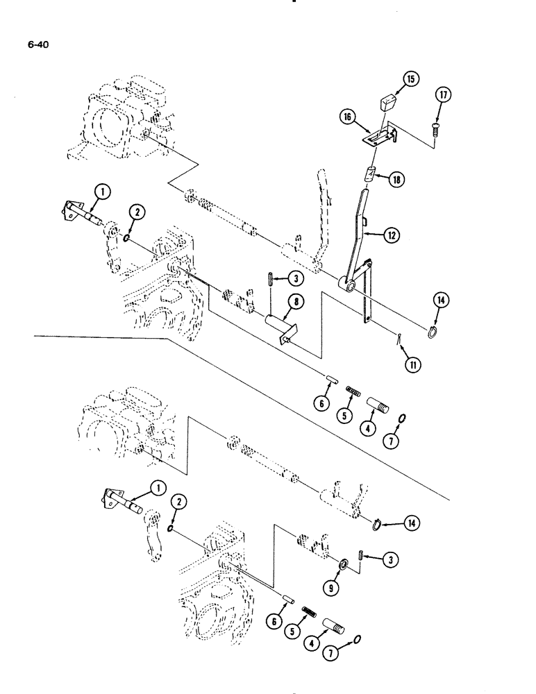 Схема запчастей Case IH 1130 - (6-40) - MID PTO CONTROLS (06) - POWER TRAIN