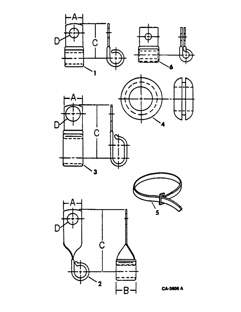 Схема запчастей Case IH 815 - (08-01) - ELECTRICAL, CLIPS, GROMMETS AND CABLE TIES (06) - ELECTRICAL