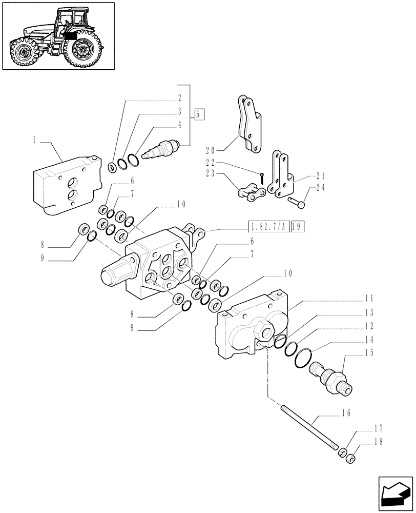 Схема запчастей Case IH JX1090U - (1.82.7[03]) - DOUBLE EFFECT DISTRIBUTOR - CONTROL VALVES & GASKETS - C5631 (07) - HYDRAULIC SYSTEM