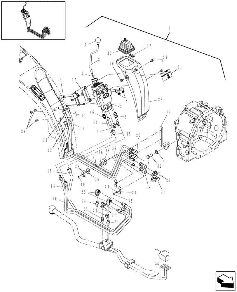 Схема запчастей Case IH LX118 - (004[1]) - 2 FUNCTION MID-MOUNT REMOTE HYDRAULIC CONTROL VALVE W/JOYSTICK CONTROL - 710440046 