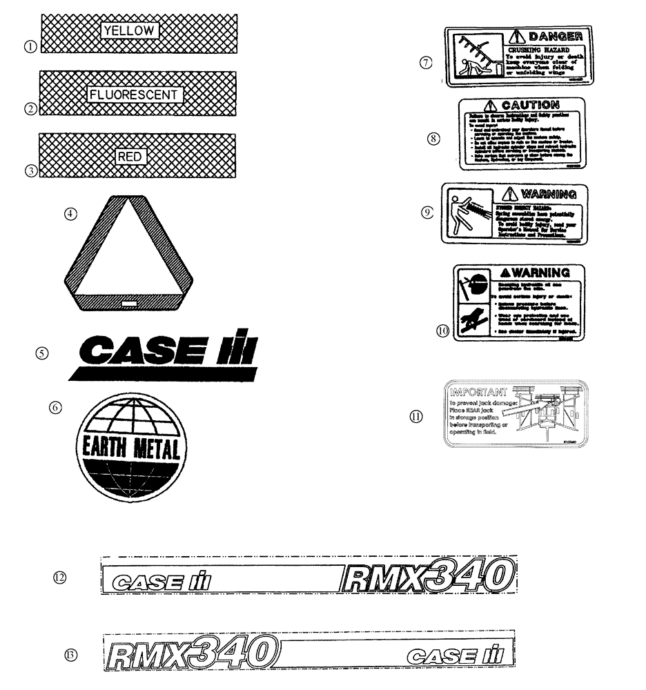 Схема запчастей Case IH RMX340 - (90.108.03.01) - DECALS (90) - PLATFORM, CAB, BODYWORK AND DECALS