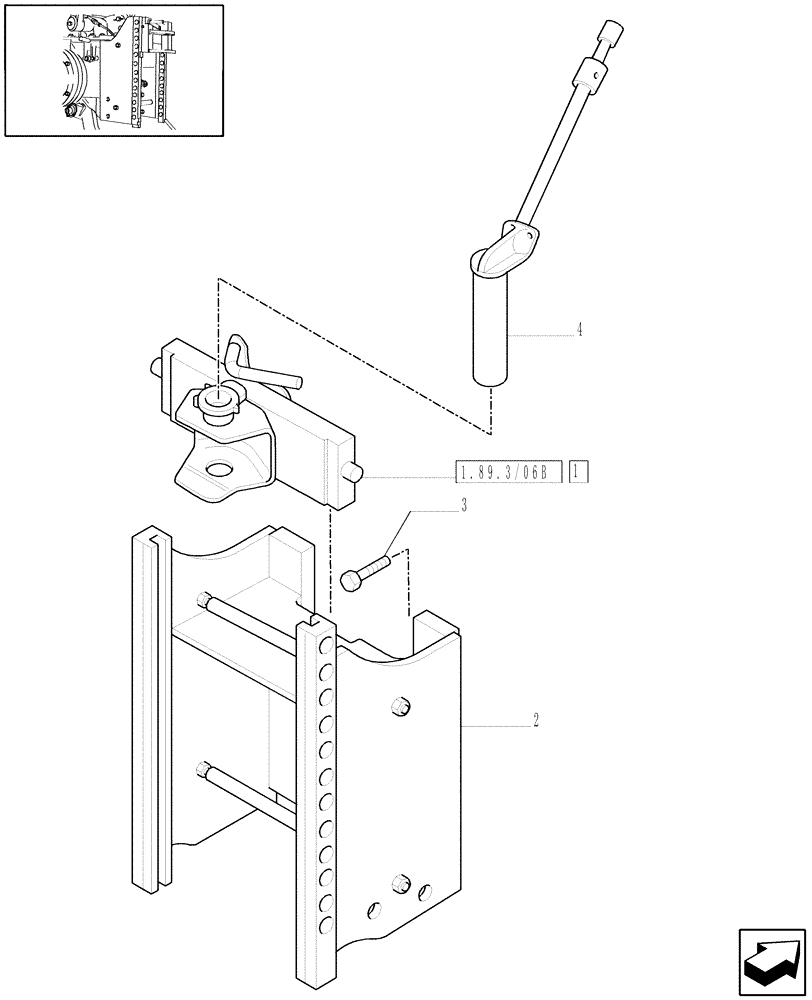 Схема запчастей Case IH JX1085C - (1.89.3/06[01A]) - (VAR.897) SWIVEL HOOK FOR EEC, VERTICAL ADJUST SLIDING (GERMANY) - TON HOOK - D5625 (09) - IMPLEMENT LIFT