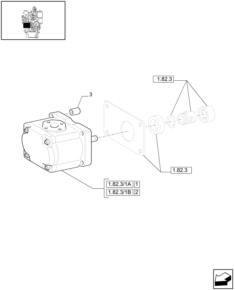 Схема запчастей Case IH JX1075C - (1.82.3/01) - (VAR.065/1-823-826) HYDRAULIC PUMP 16.9 GPM (64L) (07) - HYDRAULIC SYSTEM