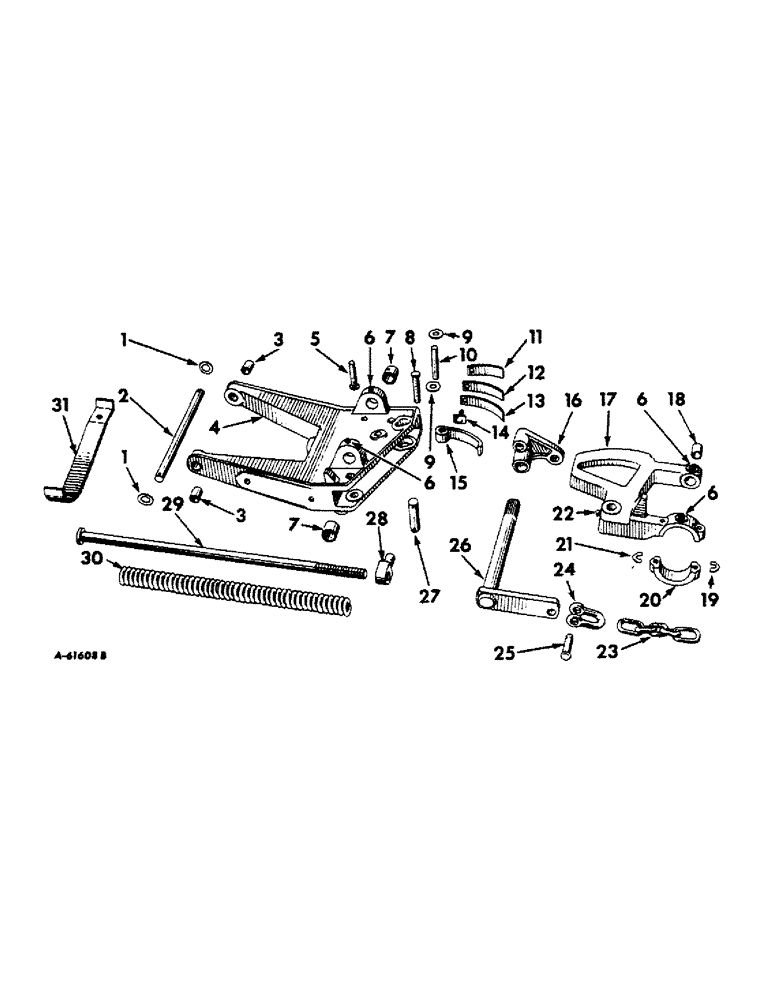 Схема запчастей Case IH 110 - (C-05) - COUPLING BAR, SHOE HINGE AND BALANCING SPRING 