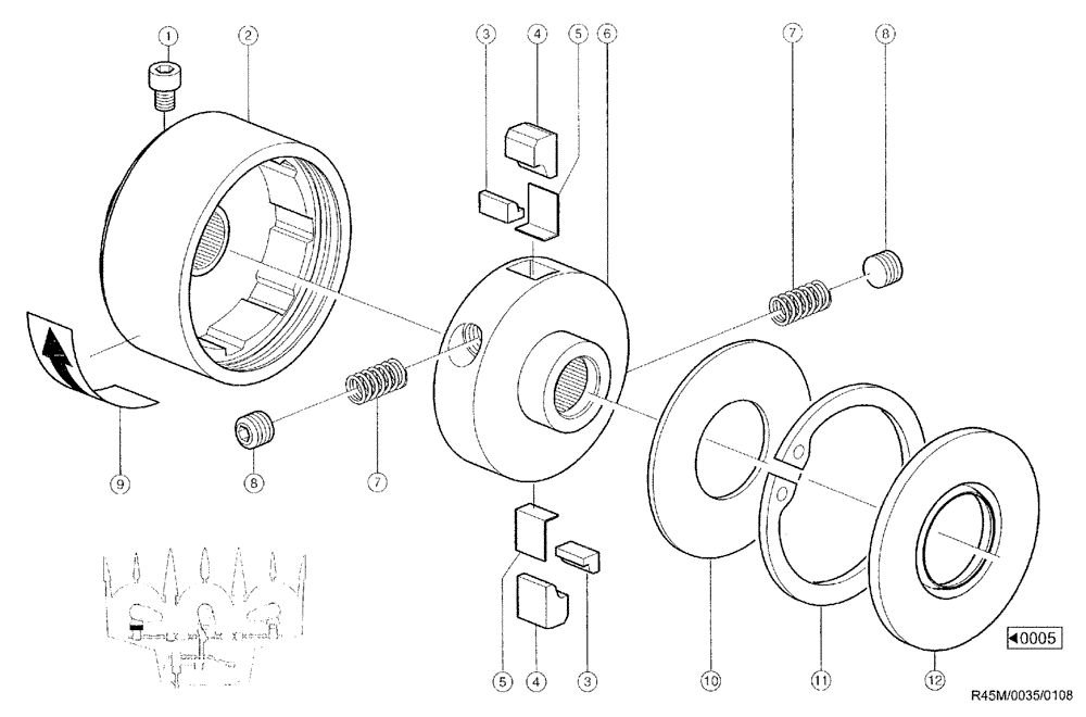 Схема запчастей Case IH RU450 - (0035) - CUT-OUT CLUTCH (58) - ATTACHMENTS/HEADERS