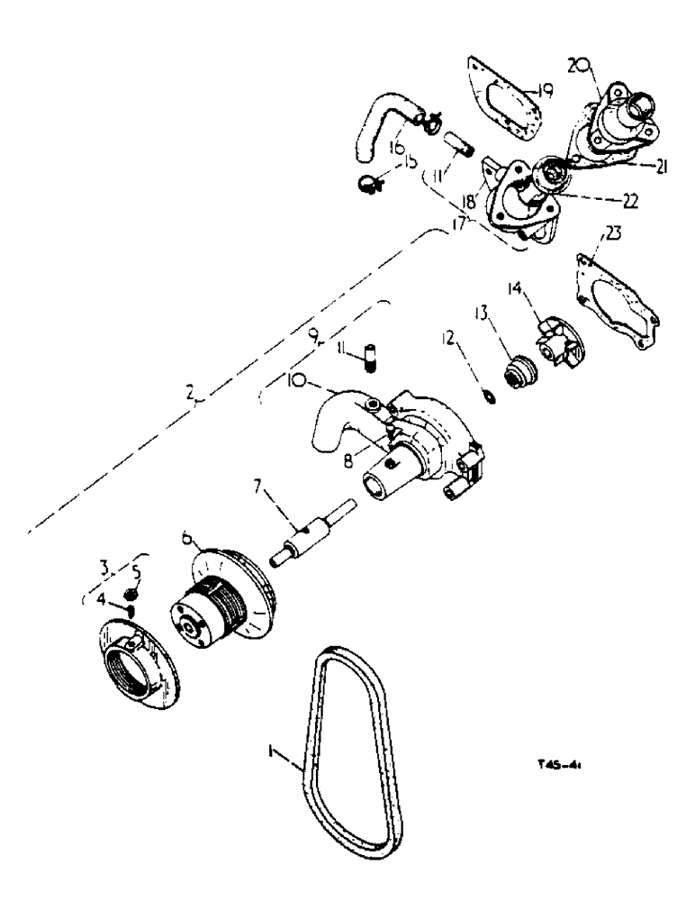 Схема запчастей Case IH 434 - (2-19) - WATER PUMP AND THERMOSTAT HOUSING - GAS ENGINE (02) - ENGINE