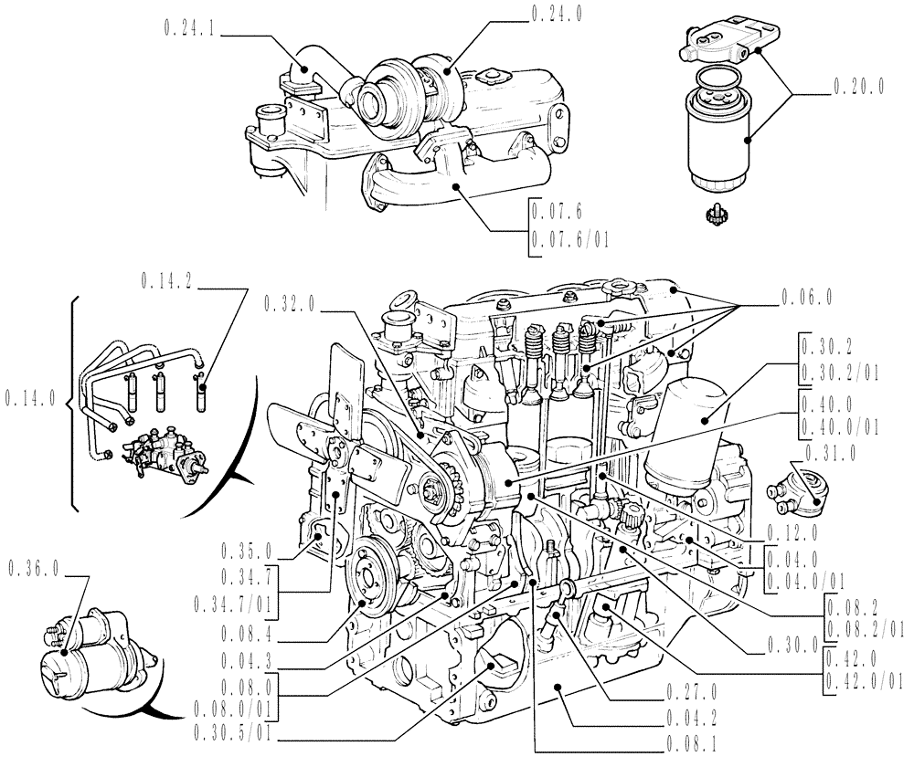 Схема запчастей Case IH JX1060C - (SEC. 01) - ENGINE (00) - GENERAL