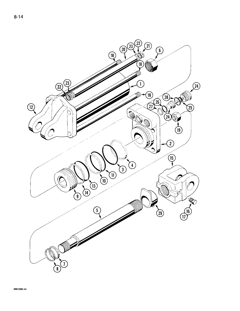 Схема запчастей Case IH 1100 - (8-14) - TRANSPORT LIFT CYLINDER, 1263474C91, TIE-BOLT DOUBLE ACTING, 1100 MOWER (08) - HYDRAULICS