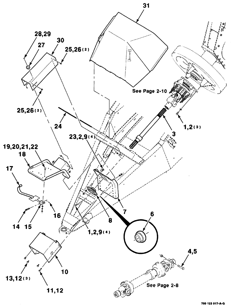 Схема запчастей Case IH 8576 - (02-004) - DRIVE LINE AND SHIELDS ASSEMBLY, S.N. CFH0113001 THRU CFH0163232 Driveline