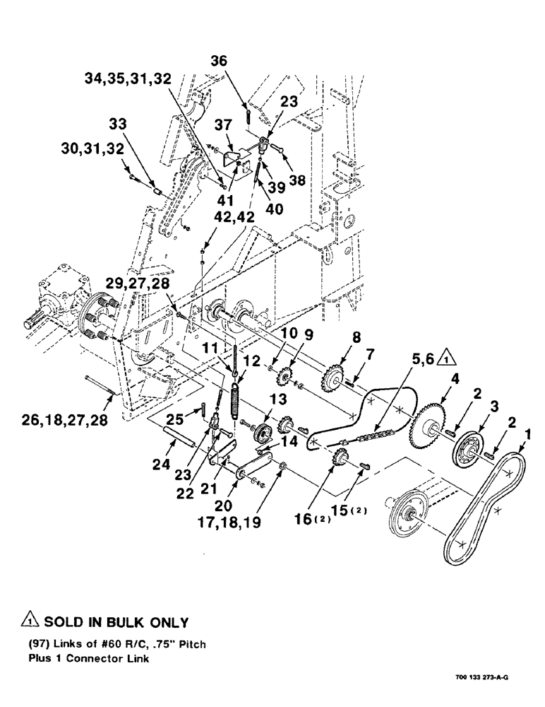 Схема запчастей Case IH 8455T - (2-12) - ROLLER DRIVE ASSEMBLY, PICKUP AND LOWER Driveline