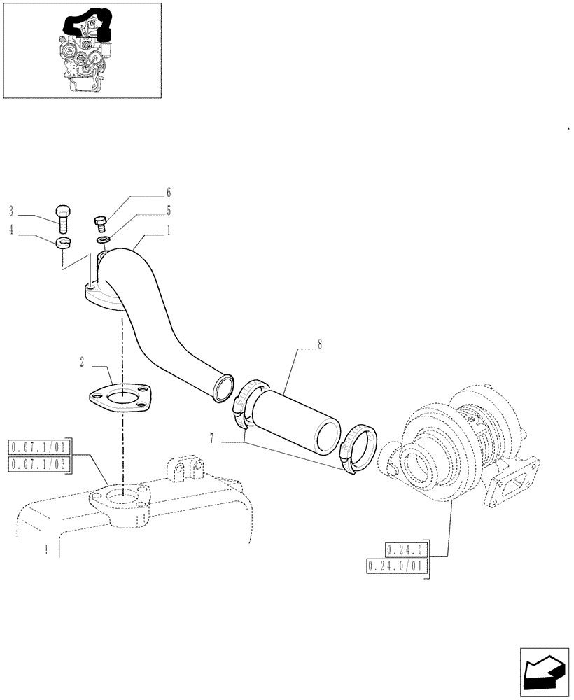 Схема запчастей Case IH JX70 - (0.24.1) - LINES (01) - ENGINE